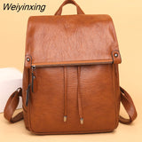 Weiyinxing Women Female Rucksack Leisure Student School Bag Soft Leather Famale Bag New Cowhide High Quality Travel Girls Backpack Korean