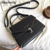 Weiyinxing Small Square Bag 2023 Summer New Chains Handbag Women Casual Wild Shoulder Bag Lock Tide Bag Diagonal Female Bag Black