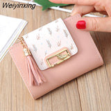 Weiyinxing Tassel Women Wallet Small Cute Wallet Women Short Leather Women Wallets Zipper Folding Purses Female Purse Clutch