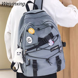 Weiyinxing Lady Male Mesh Badge School Backpack Female Nylon College Backpack Boy Girl Travel Bag Fashion Men Women Book Laptop Bags