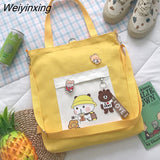 Weiyinxing for Women Canvas Shoulder Bag Reusable Shopping Bags Casual Tote Female Handbag Messenger Bag Harajuku Student Schoolbag