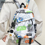 Weiyinxing Lady Male Printing Waterproof School Bag Women Graffiti College Backpack Men Travel Book Girl Boy Laptop Student Bag Fashion