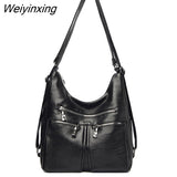 Weiyinxing In 1 Women Back Pack Bagpack Vintage Women Bag Soft Pu Leather Ladies Casual Tote Designer Shoulder Bags Women's Handbags Sac