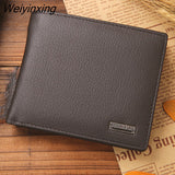 Weiyinxing Genuine Leather Mens Wallet Premium Product Real Cowhide Wallets for Man Short Black Walet Portefeuille Homme Short Purses