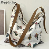 Weiyinxing Canvas Tote Bag Women Big Capacity Shopping Handbag Casual Lady Nylon Shoulder Bag Floral Handle Bag Reusable Tote bags