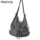 Weiyinxing FASHION Soft PU Leather Shoulder Bags Multi Purpose Multiple Pockets Backpack for Women Leisure Shoulder Bag Lady Handbag