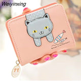 Weiyinxing Women Cute Cat Wallet Small Zipper Girl Wallet Brand Designed Pu Leather Women Coin Purse Female Card Holder Wallet Billetera