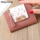 Weiyinxing Tassel Women Wallet Small Cute Wallet Women Short Leather Women Wallets Zipper Folding Purses Female Purse Clutch