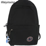 Weiyinxing Solid Color Fashion School Bag College Student Women Backpack Trendy Travel Lady Laptop Cute Backpack Green New Female Bag