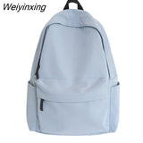 Weiyinxing Fashion Red Backpack Women Waterproof Solid Color High School Bag for Teenage Girl Cute Student Bag Portable Travel Rucksack