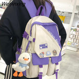 Weiyinxing Badge Travel Book Laptop Backpack Trendy Women School Bag Ladies Nylon Leisure College Backpack Fashion Female Student Bags