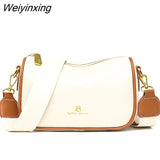 Weiyinxing Solid Color Fashion Shoulder Handbags Female Travel Cross Body Bag Weave Small cowhide Leather Crossbody Bags for Women