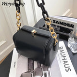 Weiyinxing Black Box Design PU Leather Crossbody Bags For Women 2023 Luxury Handbags And Purses Female Trend Lux Chain Shoulder Bag