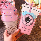 Weiyinxing New Cute Coin Purses Mini PU Leather Card Holder Cartoon Print Wallet Pouch Daily Storage Bag Kawaii Girls Purse Clutch