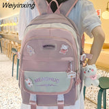 Weiyinxing Women Waterproof Kawaii Laptop Backpack Lady Badge Travel School Bag Girl Cute Harajuku College Backpack Fashion Female Book Bag