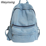 Weiyinxing New Female Backpack Fashion Mini Denim Backpacks Woman Students Bags Teen Girl School Bag Youth Women Rucksack Mochila