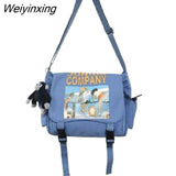 Weiyinxing Large Capacity Canvas Bag Graffiti Unisex Shoulder Bags Black White Student Girl Shoulder Bag