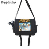 Weiyinxing Large Capacity Canvas Bag Graffiti Unisex Shoulder Bags Black White Student Girl Shoulder Bag