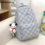 Weiyinxing Girl Plaid Student Backpack Korean Large Capacity Cute Women’S Schoolbag High Quality Waterproof Travel Bag Cool New