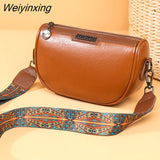 Weiyinxing Oil Wax Genuine Leather Ladies Handbags Fashion Women Shoulder Bags Vintage Solid Color Cow Leather Female Crossbody Sac