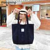 Weiyinxing Art Shopping Bag New Small Fresh Canvas Women's Tote Shoulder Bag Simple Solid Color Buckle Handbags for Women 2023