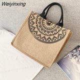 Weiyinxing Women Summer Beach Bags Handbags Large Capacity Lady Tassel Shoulder Bag Big Letter Linen Totes Casual Girls Travel Shopping Bag