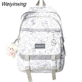 Weiyinxing Waterproof Cartoon Print College Fashion Kawaii Female Trendy Book Bag Girl Travel Laptop Backpack Women Leisure School Bag