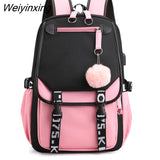 Weiyinxing NEW Women Girls School Back Packs Anti Theft USB Charge Backpack Waterproof Bagpack School Bags Teenage Travel Bag