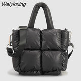 Weiyinxing Large Tote Padded Handbags Designer Quilted Women Shoulder Bags Luxury Nylon Down Cotton Crossbody Bag Winter Purse 2023