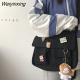 Weiyinxing Women Simple Messenger Bag Casual Satchel Ladies Handbags Shoulder Bag Pouch Girls Sweet Printed Canvas Cross School Bags Purses