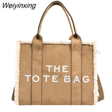 Weiyinxing Suede Luxury Designer Tote Bags for Women Shopping Travel Handbag Winter Plush Shoulder Bags Chic Leisure Crossbody Bag