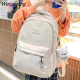 Weiyinxing Solid Color Nylon Women Backpack School Bag For Teenagers Girls Travel Backbag Students Bag Kawaii Bookbag Mochilas