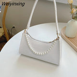 Weiyinxing Exquisite Shopping Bag Retro Casual Women Totes Shoulder Bags Female Leather Solid Color Chain Handbag for Women 2023