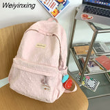 Weiyinxing Capacity Student Backpack Korean Japanese Solid Color Girl Three Piece Set Schoolbag Casual Simplicity Style Book Pack New