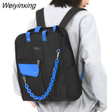 Weiyinxing Waterproof Nylon Women Backpack Multi-functional Letter Printing Travel Bag Female Chain Square Back Pack Small Schoolbag