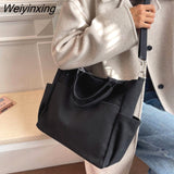 Weiyinxing One Shoulder Crossbody Bags Double Canvas Bag Female Students Pack School Bags High Capacity Women Portable Handbag