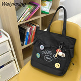 Weiyinxing Kawaii Letter Printing Women Backpack Fashion Cute Girl Two Piece School Bag Set Nylon Waterproof Travel Bag Book Pack Cool