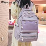 Weiyinxing Double Zipper Net Pocket Woman Backpack Fashion Waterproof Student Shoulder Bag For Teenage Girls Schoolbag Mochila