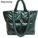 Weiyinxing Women's Simple Space Bags Solid Soft Checker Filled Shoulder Bag Large Capacity Handbags Sense Of Science And Technology