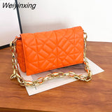 Weiyinxing Designer Women's Underarm Shoulder Bags 2023 Trend Thick Chain Quilted Female Handbag Women Clutch Bags Ladies Hand Bag