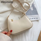 Weiyinxing New Women's Fashion Handbags Retro Solid Color PU Leather Shoulder Underarm Bag Casual Women Handbags 911