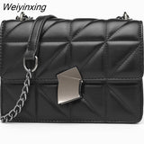 Weiyinxing Women Luxury Handbags Design Rhombic PU Leather Crossbody Bags Chain Small Messenger Bag Lady Shoulder Bag Large Capacity