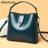 Weiyinxing Layers Casual Handbag Genuine Leather Shoulder Bags for Women 2023 Luxury Ladies Bucket Crossbody Bag Designer Female Tote Sac