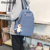 Weiyinxing Solid Color College Student Schoolbag Large Capacity Washing Women Backpack Simple Fashion Teenage Girl Backpacks Cute Bag