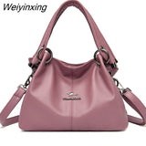 Weiyinxing Fashion High Quality Solid Color Leather Women's Handbags Large Capacity Messenger Bags Ladies Casual Simple Messenger Bags