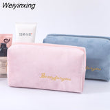 Weiyinxing Velvet Organizer Cosmetic Bag Vintage Soft Toiletry Package Women Travel Makeup Bags Lipstick Pouch Beauty Case