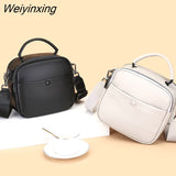 Weiyinxing Women's Bag High Quality Genuine Leather Shoulder Bags Woven Wide Shoulder Strap Female Messenger Bag Luxury Brand Women Handbag