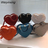 Weiyinxing Heart Tote Bag For Women 2023 Stone Pattern PU Leather Crossbody Bags Female Small Shoulder Bags Cute Purse Handbags