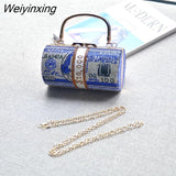 Weiyinxing Crystal Money USD Bags Dollar Design Luxury Diamond Evening Bags Party Purse Clutch Bags Wedding Dinner Purses and Handbags