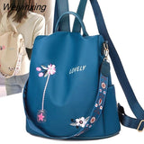 Weiyinxing Quality Oxford Women Backpack Elegant Floral Embroidery School Bags Waterproof Female Backpacks Teenage Girls